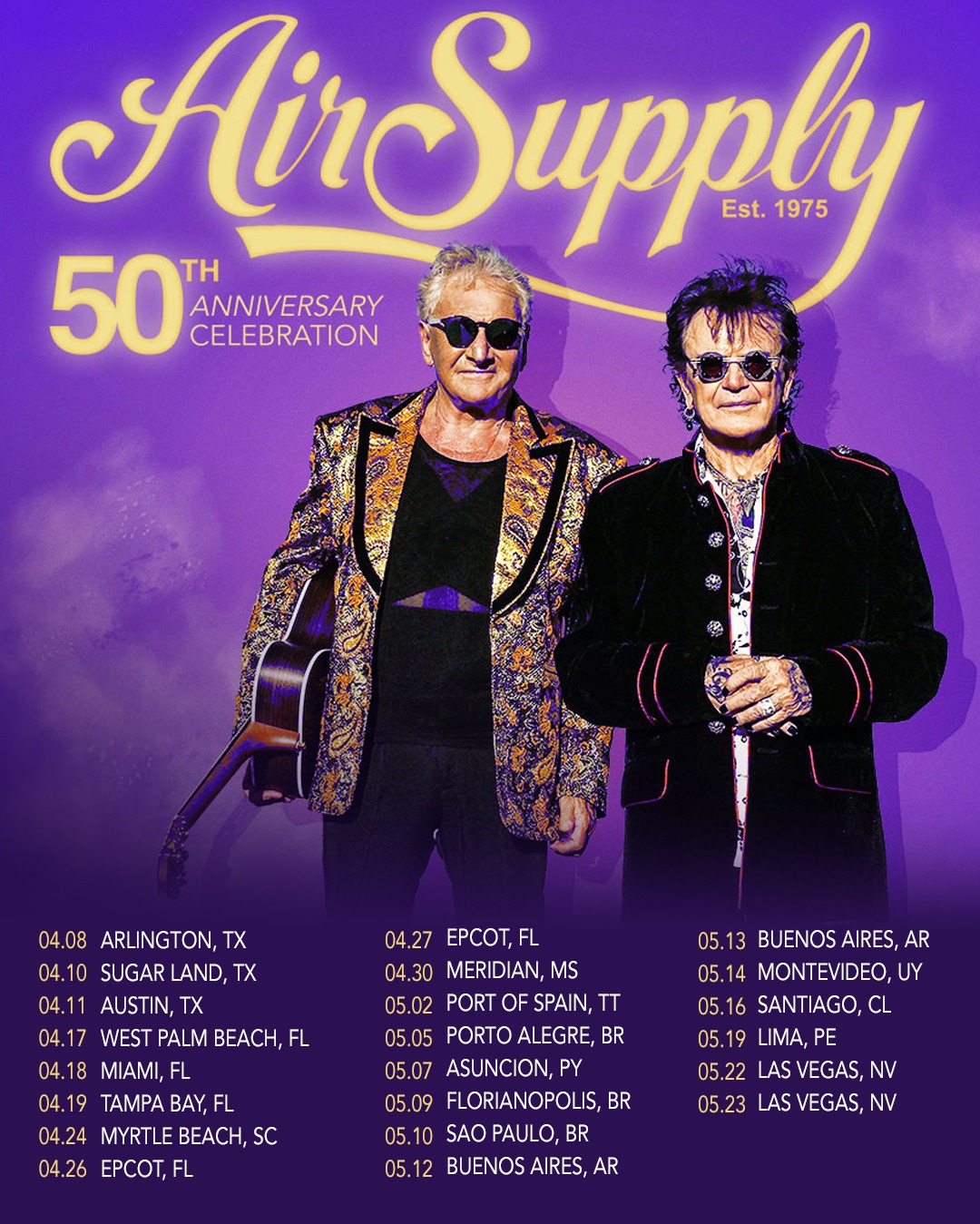 Air Supply A Matter of Time Tour Poster 2026